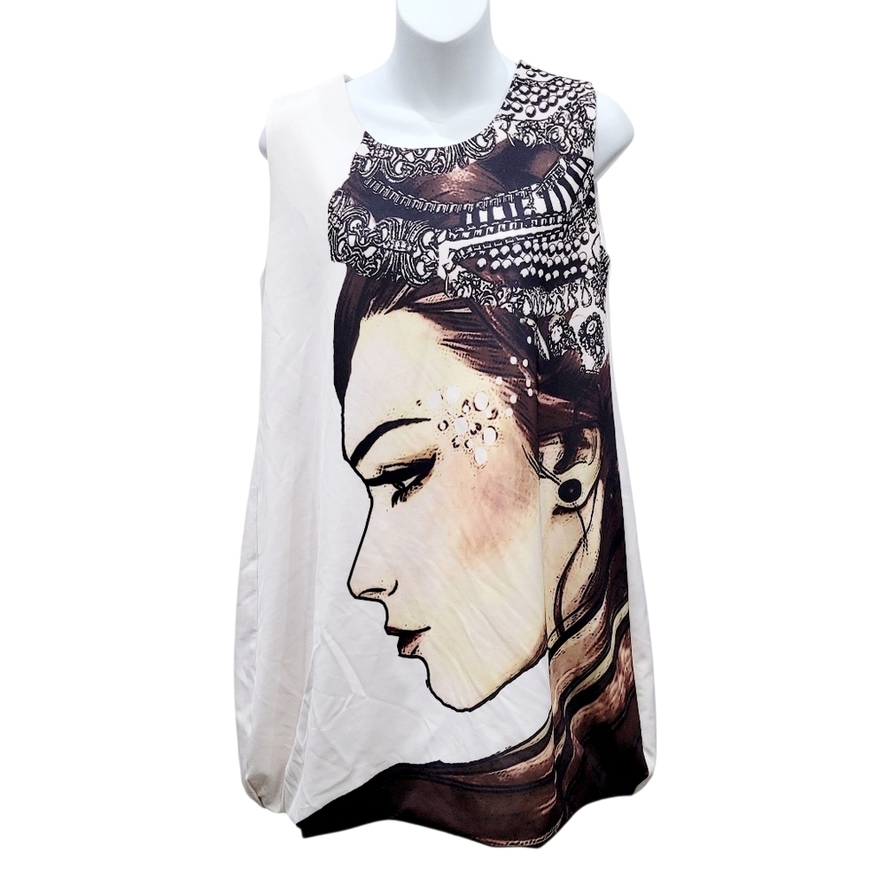 2/$20 Y2K White Funny Graphic Top Blouse Size: M